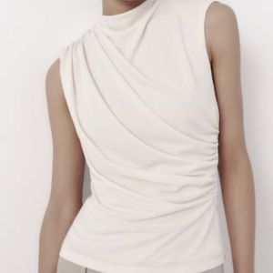 ZARA off white ecru draped top